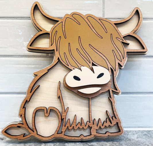 Highland Cow home decor, gift, sign, carmel